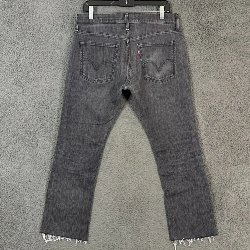 Vtg Levis 507 Jeans Mens 32x32 Black Slim Cropped Bootcut Denim Pants Y2K